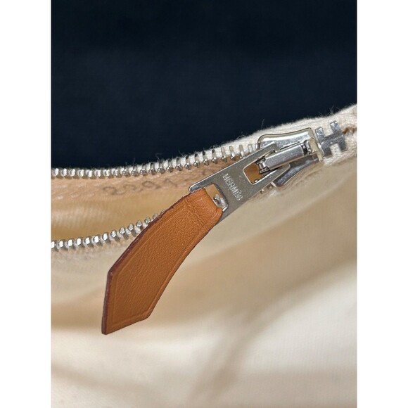 HERMES Cannes MM Tote Bag Hand Bag Canvas Black x Beige w/ Pouch Authentic - Picture 10 of 16